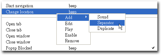 context menu